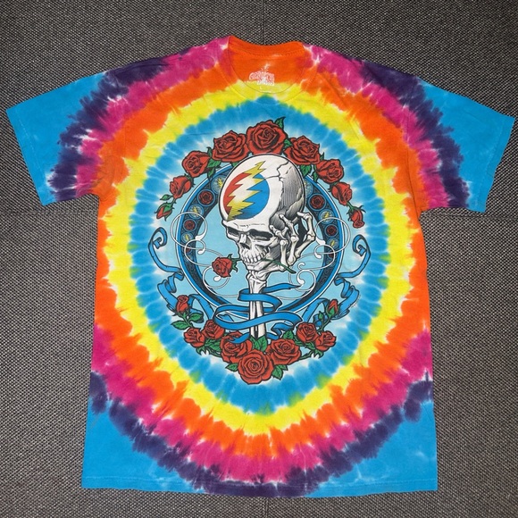 Grateful Dead Other - Grateful Colorful Tie-Dye Skeleton Skull T-Shirt
